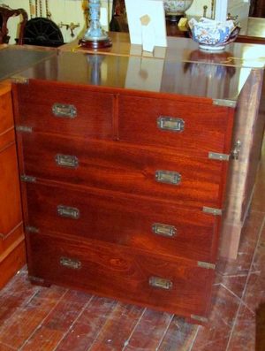 English Bench Made Mahoany Campaign Style Chest