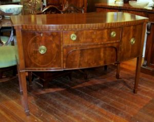 Antique English Inlaid Bowfront Sideboard