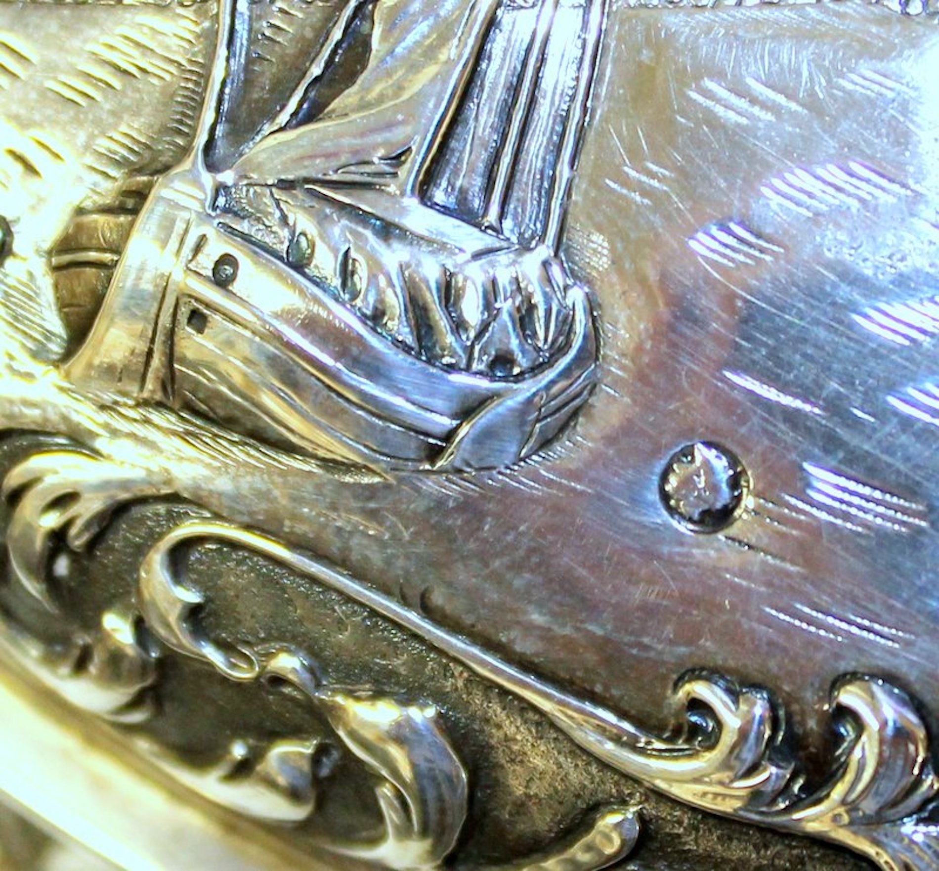 Antique Dutch .833 Fine Silver Hand Chased Casket or Box - Image 3