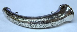 Antique Hand Graved Sterling Cornucopia Shape Vinaigrette