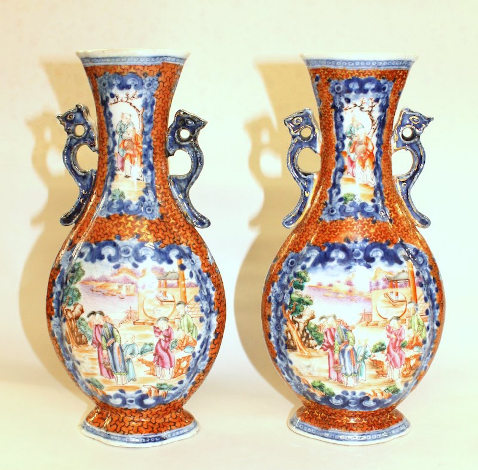 PAIR of Antique Chinese Porcelain "Famille Rose" Vases