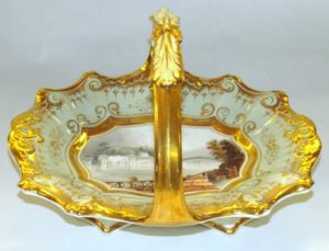 Antique English Porcelain Scenic Basket