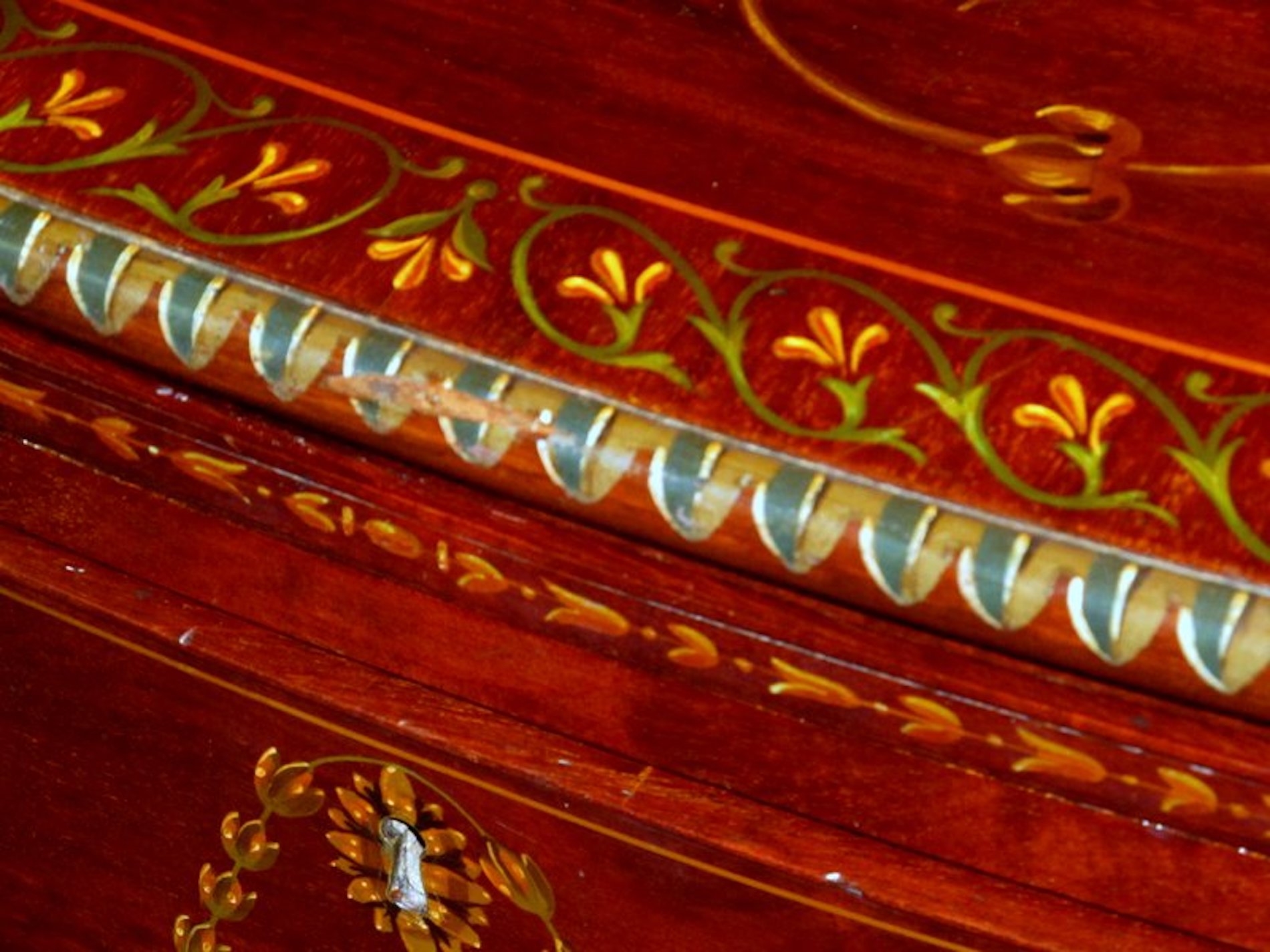 Antique English Flame Mahogany Bow front Bachelor's Chest - Image 13