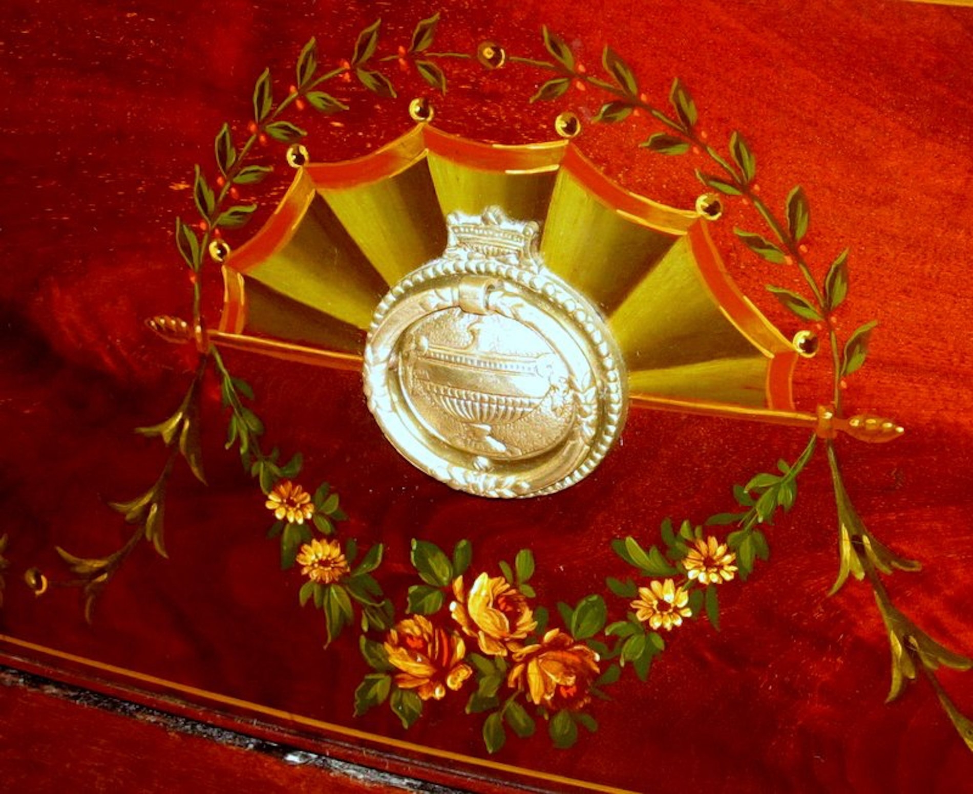 Antique English Flame Mahogany Bow front Bachelor's Chest - Image 12