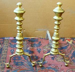 Fabulous PAIR of Early American Federal Style Brass Andirons