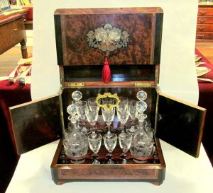 Antique French Amboyna and Rosewood Cave a'Liqueur Set