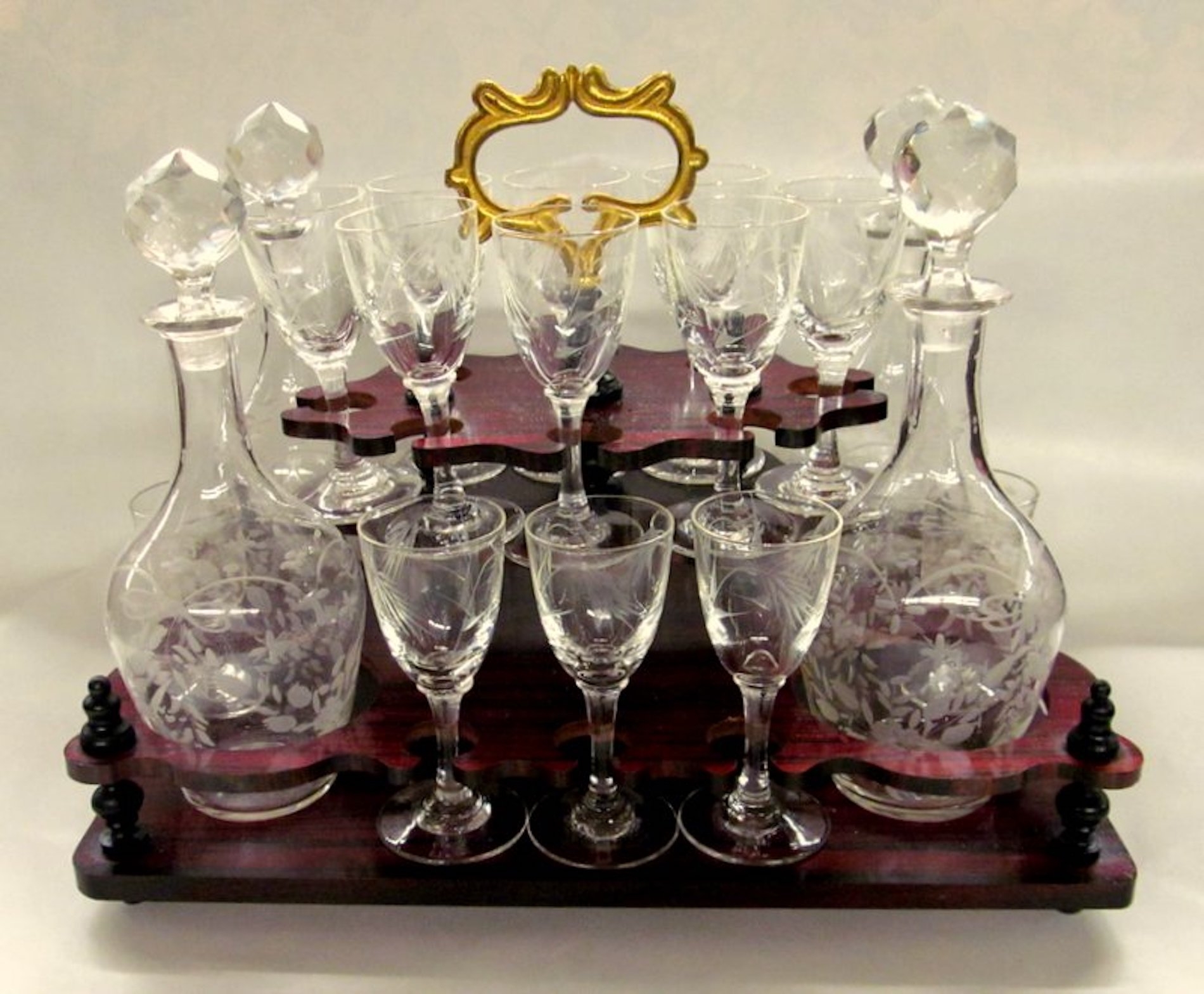 Antique French Amboyna and Rosewood Cave a'Liqueur Set - Image 8