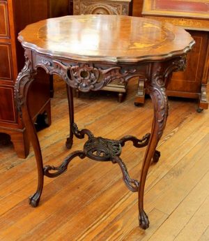 Antique English Mahogany and Exotic Woods Centre Table