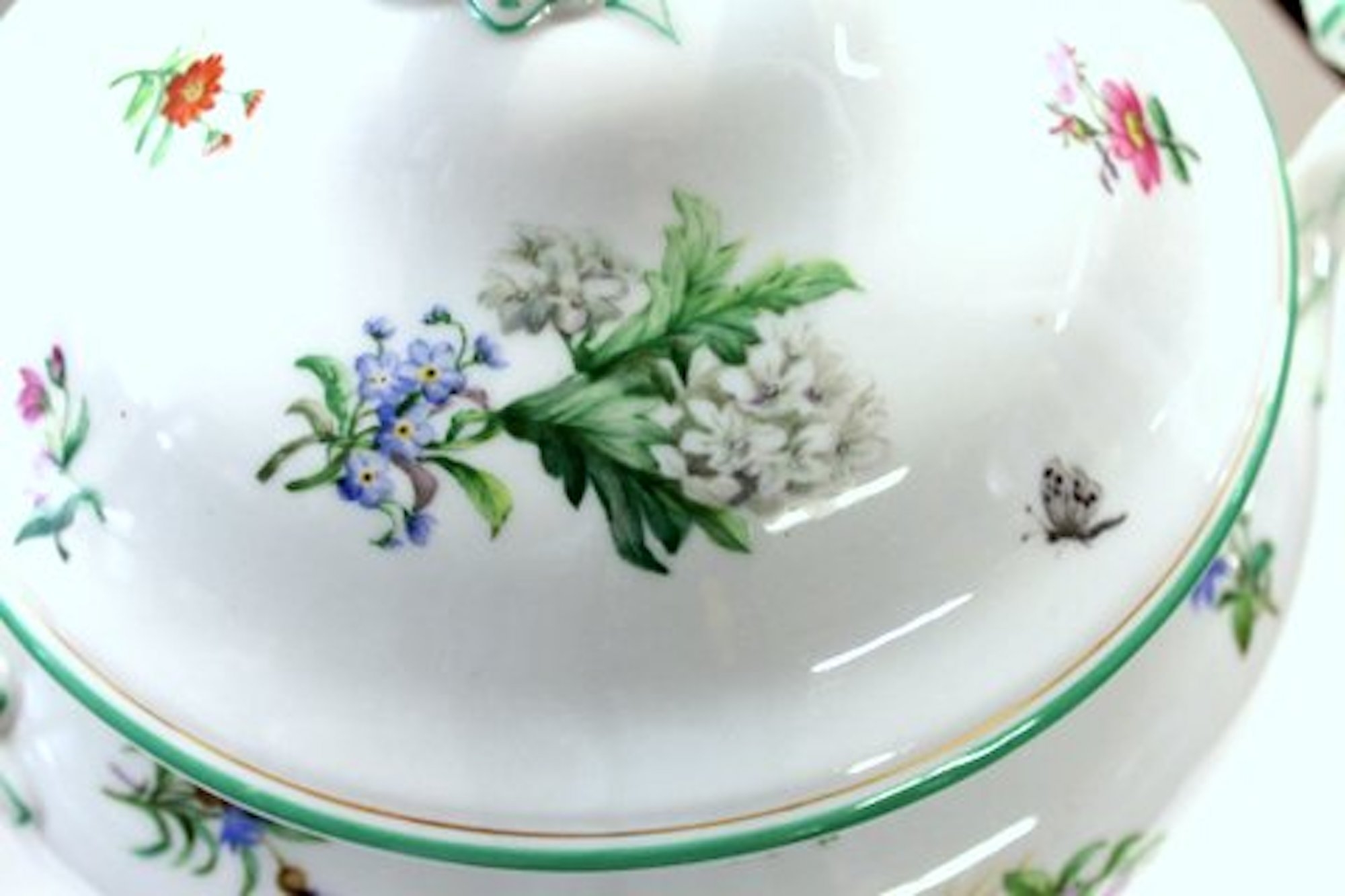 Antique Continental Hand-painted Porcelain Botanical Soup Tureen - Image 8