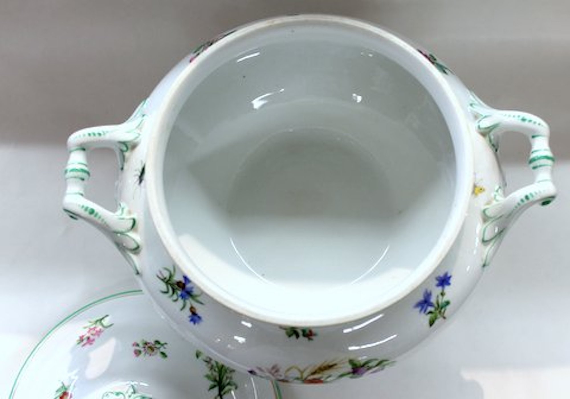Antique Continental Hand-painted Porcelain Botanical Soup Tureen - Image 6