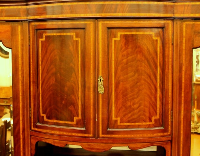 Antique English Inlaid Flame Mahogany Edwardian Period Compactum Wardrobe - Image 9