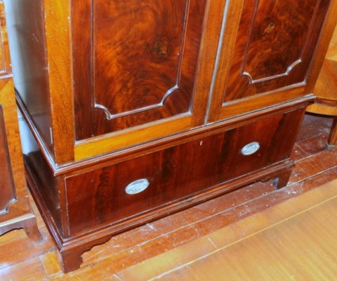 Antique English Book-matched Flame or Crotch Mahogany Wardrobe or Armoire - Image 11