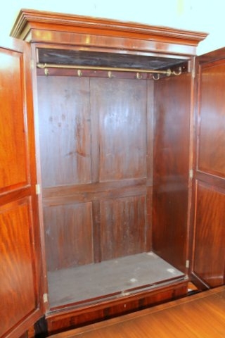 Antique English Book-matched Flame or Crotch Mahogany Wardrobe or Armoire - Image 8