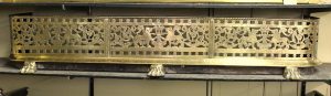 Antique English George III Pierced and Engraved Brass Fireplace Fender