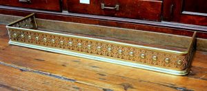 Antique English Pierced Brass Fireplace Fender