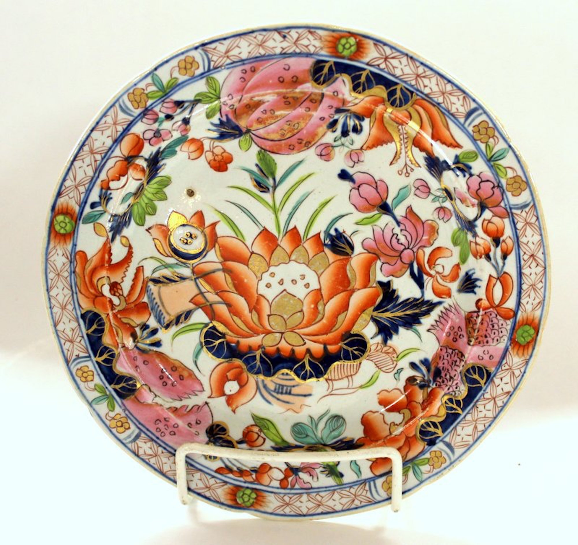 Set of 6 Antique English Early Mason's Ironstone "Water Lily" Pattern Salad or Dessert Plates - Image 9