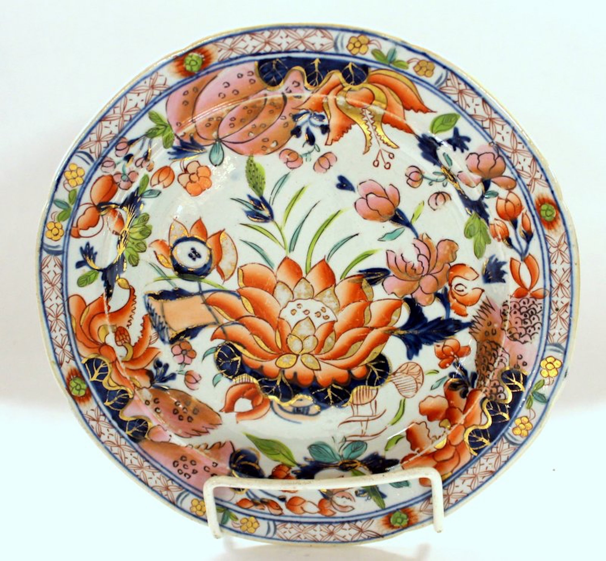 Set of 6 Antique English Early Mason's Ironstone "Water Lily" Pattern Salad or Dessert Plates - Image 7