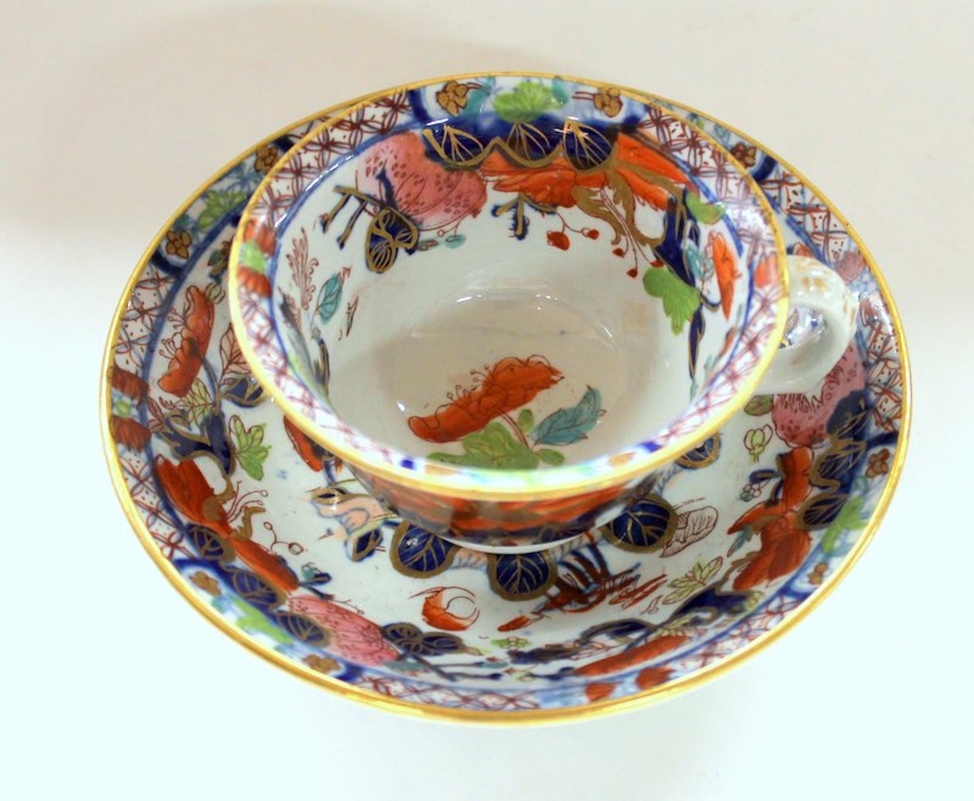 Set of Six Antique English Mason's Ironstone "Water Lily" Pattern Teacups and Saucers - Image 7