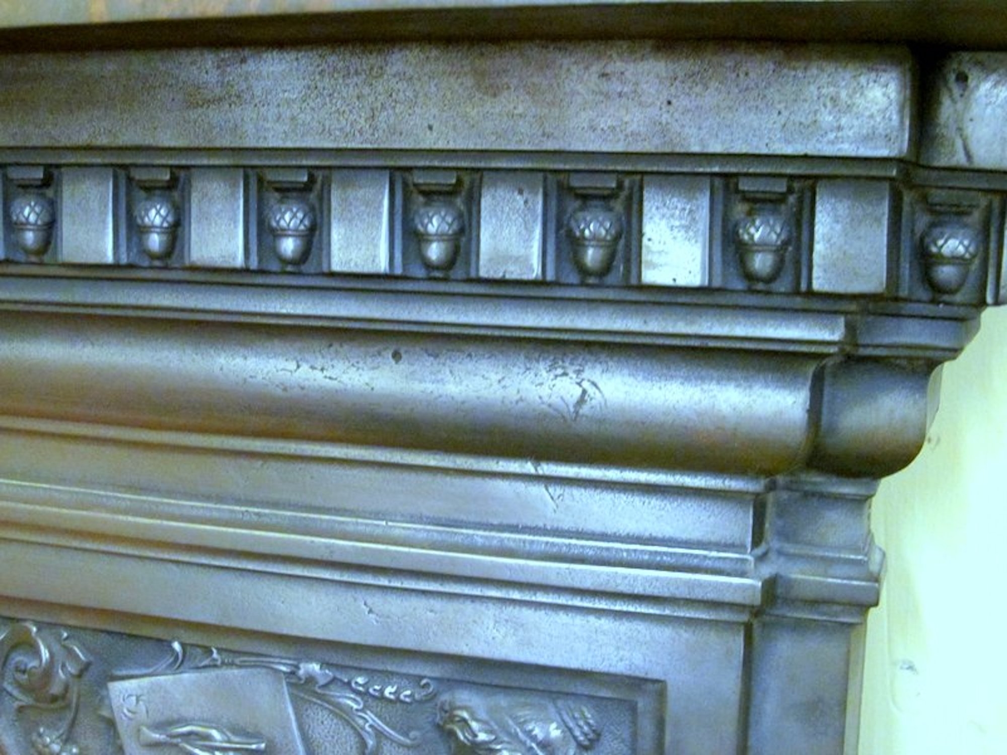 Antique English Young and Marten Burnished Steel Neoclassical Fireplace Mantel - Image 10