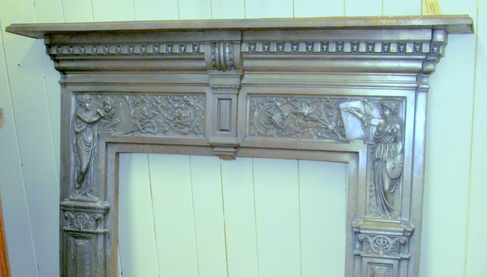 Antique English Young and Marten Burnished Steel Neoclassical Fireplace Mantel - Image 5