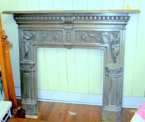 Antique English Young and Marten Burnished Steel Neoclassical Fireplace Mantel