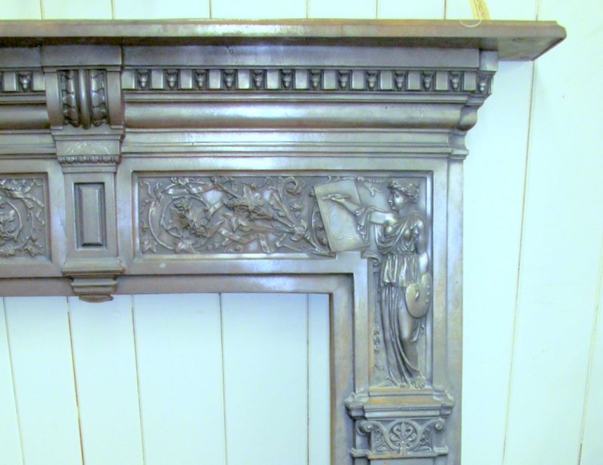 Antique English Young and Marten Burnished Steel Neoclassical Fireplace Mantel - Image 3