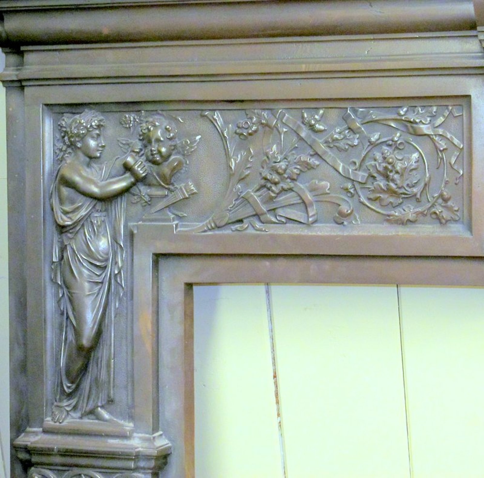 Antique English Young and Marten Burnished Steel Neoclassical Fireplace Mantel - Image 2