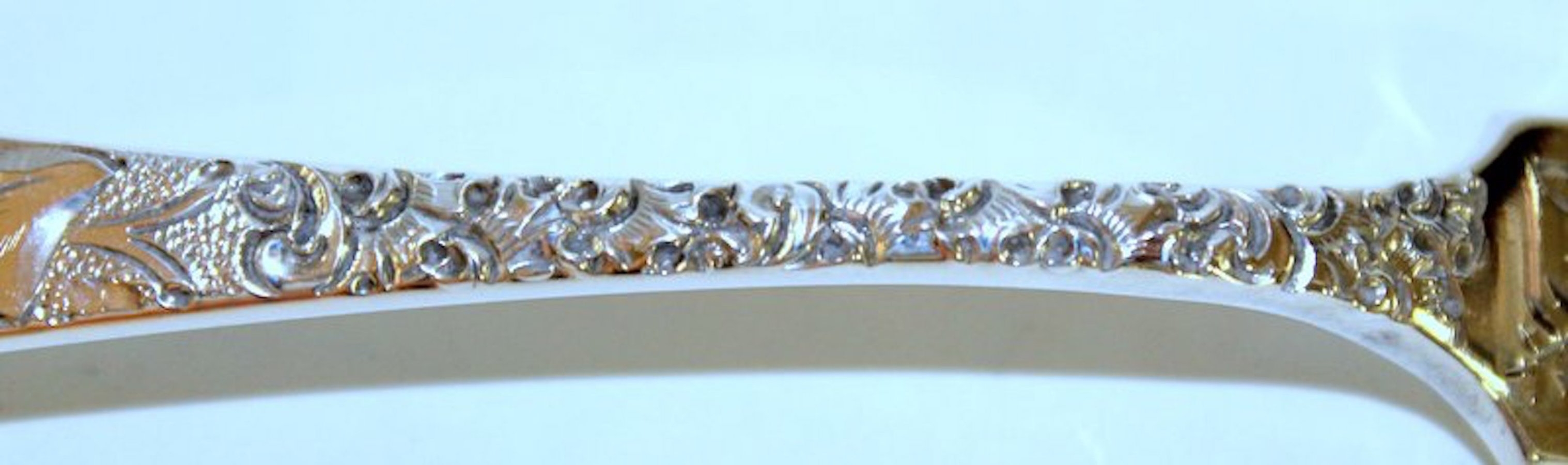 Set of 12 Exquisite Old American Sterling "Bright Cut" Hand Engraved Dessert Forks - Image 11