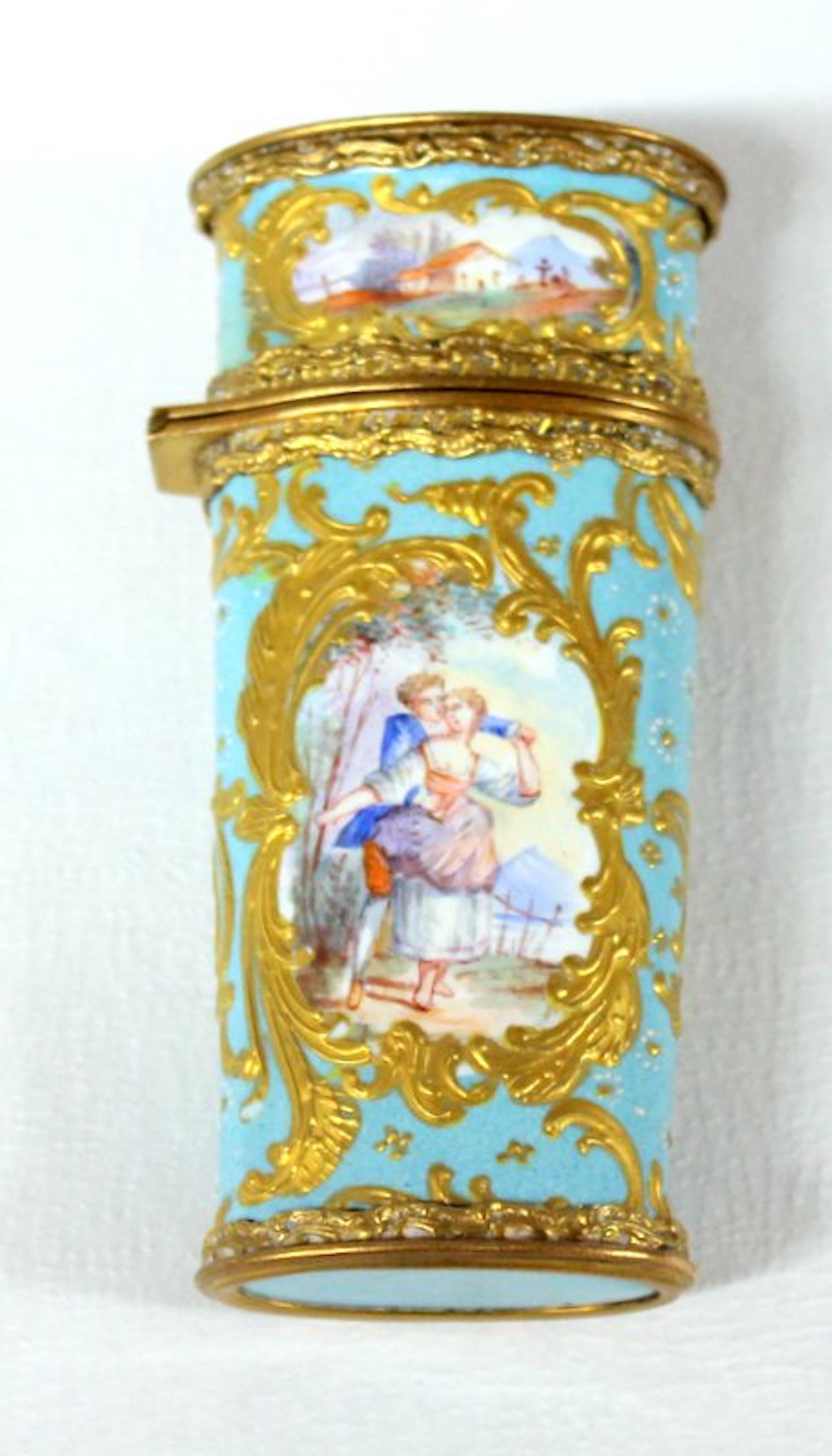 Antique English Gilt Enamel Etui or Necessaire