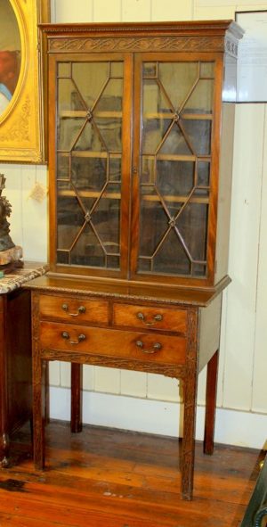 Antique English George III Diminutive Size "Chinese Chippendale" Bookcase or Display Cabinet