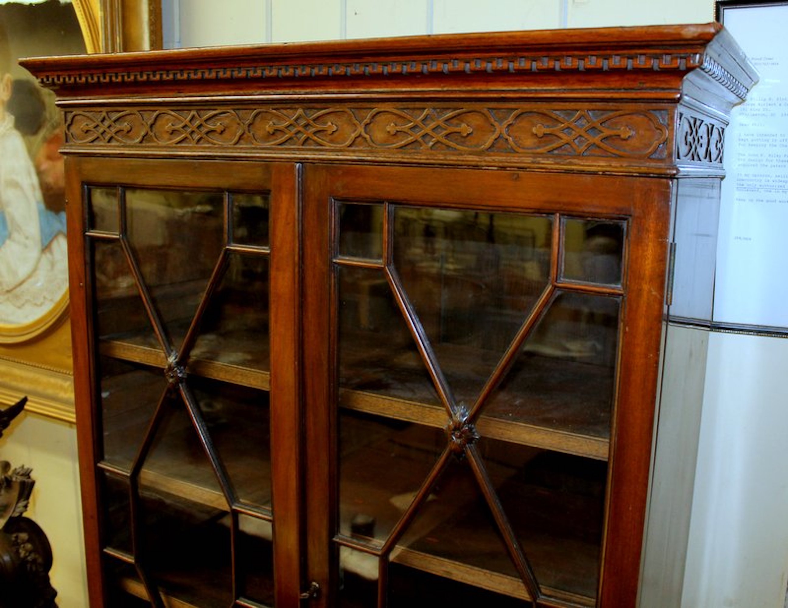 Antique English George III Diminutive Size "Chinese Chippendale" Bookcase or Display Cabinet - Image 11