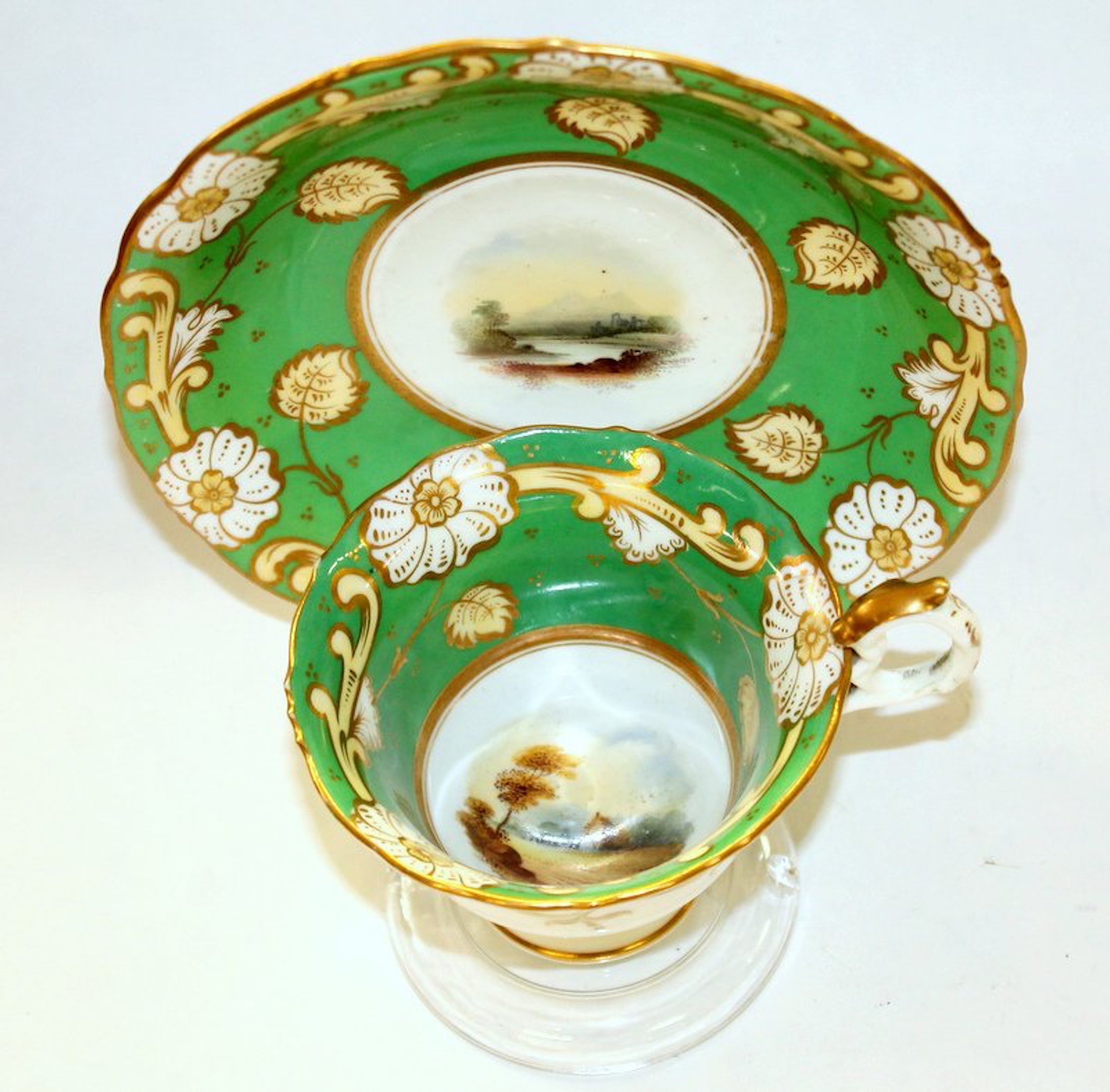 Antique English S. Alcock Hand Painted Porcelain Scenic Cup and Saucer - Image 5