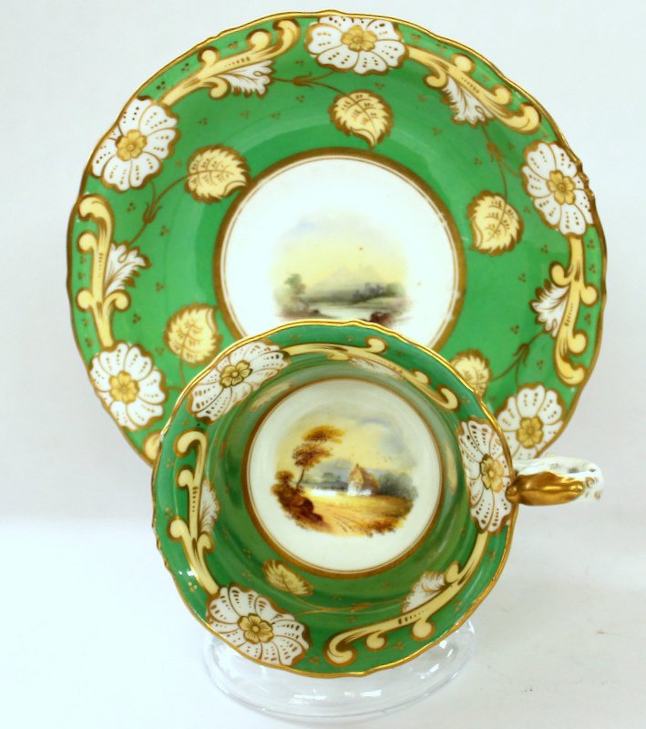 Antique English S. Alcock Hand Painted Porcelain Scenic Cup and Saucer - Image 4