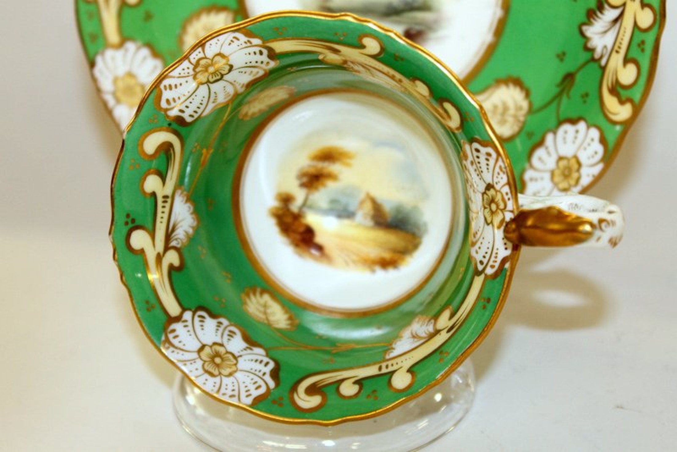 Antique English S. Alcock Hand Painted Porcelain Scenic Cup and Saucer - Image 3