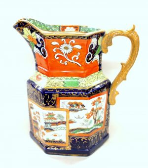 Antique English Mason's Ironstone "Double Landscape" Lare Pitcher