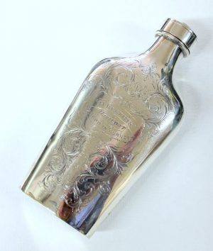 Rare Shape Hand Engraved Spirits Flask