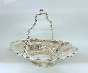 Hand Chased and Pierced Oblong Cake or Bread Basket