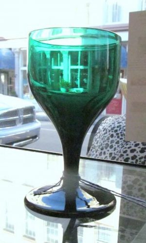Set of 4 Rare Early English "Bristol Green' wine Glasses